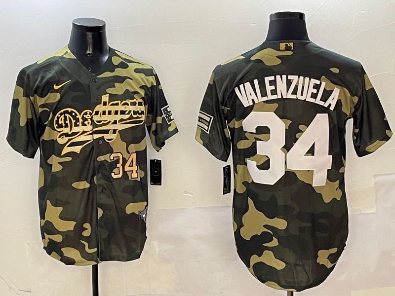 Men Los Angeles Dodgers #34 Valenzuela Camo Joint Name 2025 Nike MLB Jersey style 9